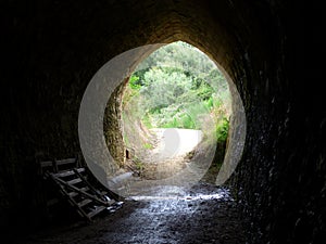 Ghost puddle in the tunnel on Alps to Ocean cycle ride in New Zealand