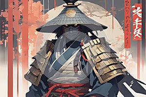 Ghost Samurai, samurai warrior bound by a ghostly curse, wearing shabby samurai armor