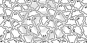 Ghost seamless pattern Halloween  spooky camouflage scarf isolated repeat wallpaper tile background devil evil cartoon illus