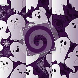 Ghost seamless pattern vector cartoon scary spooky ghosted character illustration backdrop of Halloween holiday horror