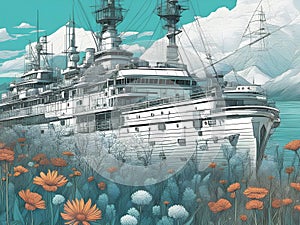 The ghost ship and the flowers in the arctic