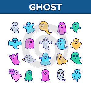 Ghost Spectre Funny Collection Icons Set Vector