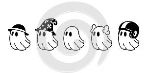 Ghost spooky icon Halloween vector witch hat logo character cartoon symbol illustration doodle clip art design