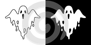 Ghost spooky vector icon Halloween logo symbol cartoon character evil doodle illustration design