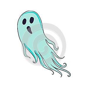 Ghost symbol of Halloween. Spook character of horror. Mystical Nightmare.
