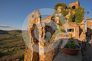 Ghost town of Celleno at sunset in Lazio in Italy