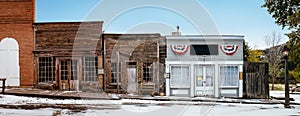 Ghost Town Virginia City Historic District designated in 1961 after Charles and Sue Bovey restored old ruins, in Montana