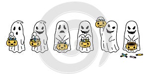 Ghost vector spooky Halloween icon pumpkin basket candy logo symbol cartoon character doodle evil illustration design