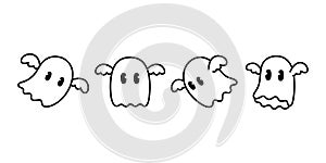 Ghost vector spooky icon Halloween logo symbol cartoon character bat wing evil doodle illustration design