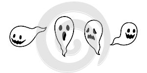 Ghost vector spooky icon Halloween logo symbol cartoon character doodle illustration design