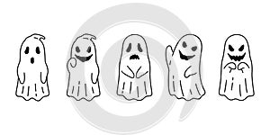 Ghost vector spooky icon Halloween logo symbol cartoon character evil doodle illustration design