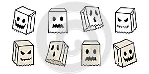 Ghost vector spooky icon Halloween paper bag logo symbol cartoon character evil doodle illustration design