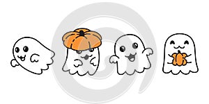 Ghost vector spooky icon Halloween pumpkin logo cartoon character symbol illustration doodle