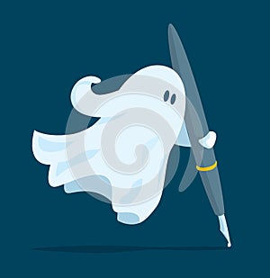 Ghost writer holding a pen