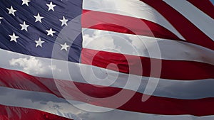 Ghosted American Flag Waving In Wind with Turbulent Time-lapse Clouds