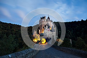 Ghostly Eltz Castle whit light painting