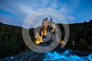 Ghostly Eltz Castle whit light painting