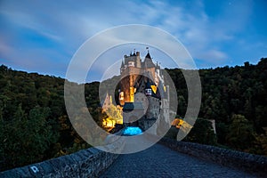 Ghostly Eltz Castle whit light painting