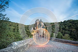 Ghostly Eltz Castle whit light painting