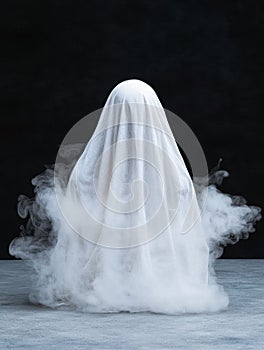 Ghostly figure in white shroud photo