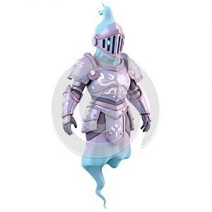 Ghostly Knight in Glowing Armor 3D Render