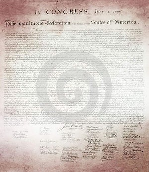 Ghostly version of The Declaration of Independence old document