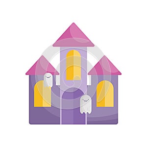 Ghosts castle icon trick or treat happy halloween