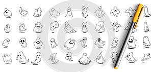 Ghosts doodle set