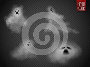 Ghosts isolated on transparent background. Phantoms set. Vector.