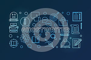 Ghostwriter vector blue horizontal thin line banner