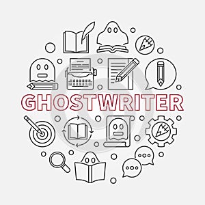 Ghostwriter vector round illustration in line style