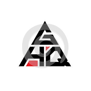GHQ triangle letter logo design with triangle shape. GHQ triangle logo design monogram. GHQ triangle vector logo template with red