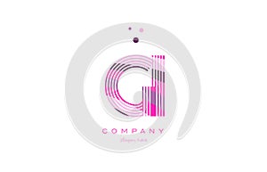 gi g i alphabet letter logo pink purple line icon template vector