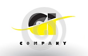 GI G I Black and Yellow Letter Logo with Swoosh.