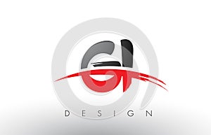 GI G I Brush Logo Letters with Red and Black Swoosh Brush Front