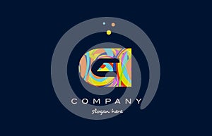 gi g i colorful alphabet letter logo icon template vector