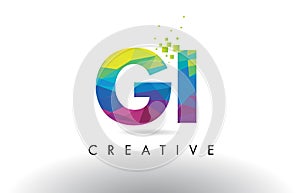 GI G I Colorful Letter Origami Triangles Design Vector.