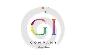gi g i creative rainbow colors alphabet letter logo icon