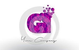 GI G I Dots Letter Logo with Purple Bubbles Texture.