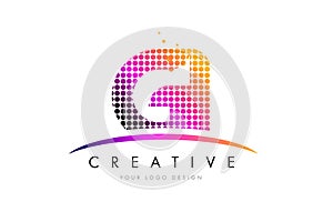 GI G I Letter Logo Design with Magenta Dots and Swoosh