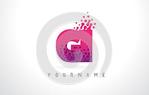 GI G I Letter Logo with Pink Purple Color and Particles Dots Design.