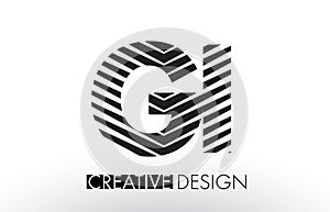 GI G I Lines Letter Design with Creative Elegant Zebra