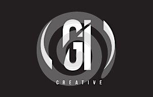 GI G I White Letter Logo Design with Black Background.