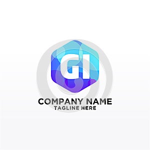 GI initial logo With Colorful Circle template vector