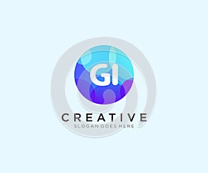 GI initial logo With Colorful Circle template vector