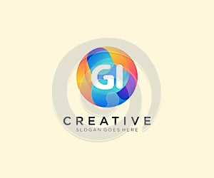 GI initial logo With Colorful Circle template vector