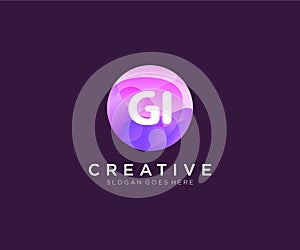 GI initial logo With Colorful Circle template vector