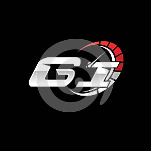 GI Logo Letter Speed Meter Racing Style