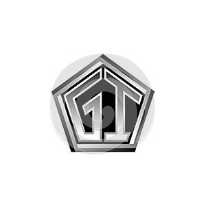 GI Logo Monogram Silver Geometric Modern Design