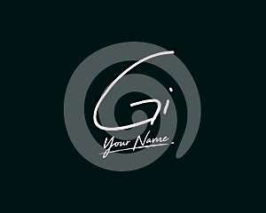 GI Signature initial logo template vector. Initial signature logo template. Initial letter logo template for logo identity and